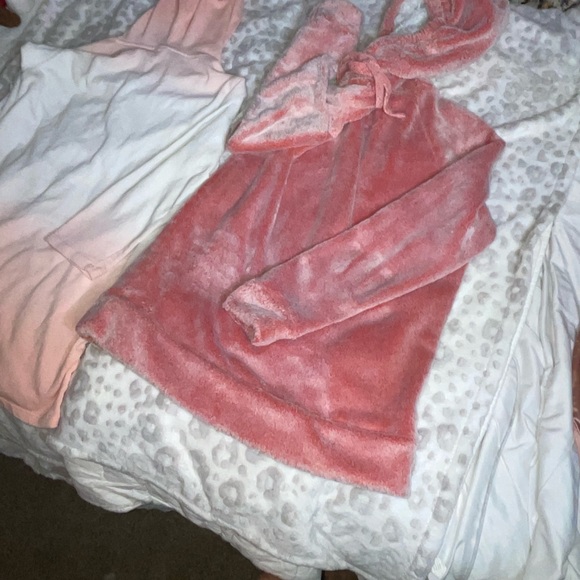 2pc*BUNDLE* BLUSH PINK & PEACH -plush pullover hoodie & sweater Jacket YOUTH S - Picture 8 of 10